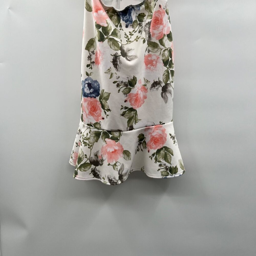 Blue Blush Women's Ruffle Hem Sheath Cut Out Floral Mini Dress Size Small - Picture 4 of 9